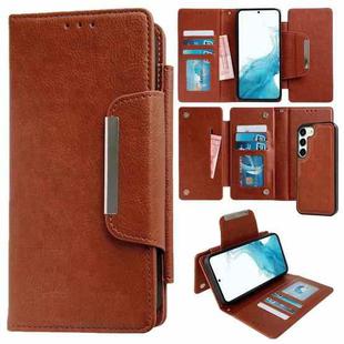 For Samsung Galaxy S22 5G Multifunctional 7-Card Wallet Leather Phone Case(Brown)