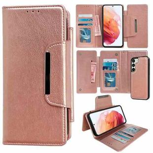 For Samsung Galaxy S21 5G Multifunctional 7-Card Wallet Leather Phone Case(Rose Gold)