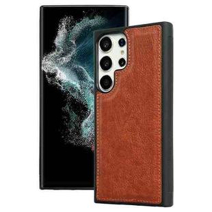 For Samsung Galaxy S22 Ultra 5G Cowhide Texture Back Cover Phone Case(Brown)
