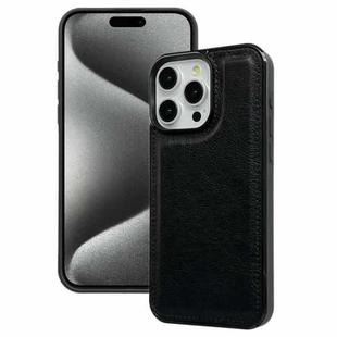 For iPhone 15 Pro Max Cowhide Texture Back Cover Phone Case(Black)