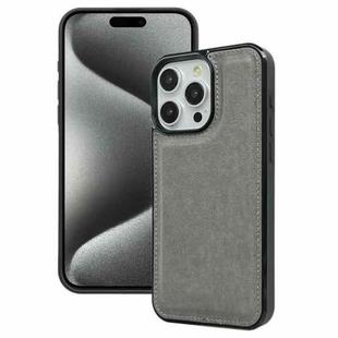 For iPhone 15 Pro Cowhide Texture Back Cover Phone Case(Grey)