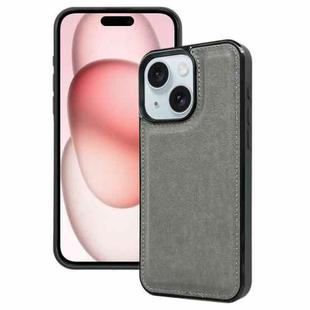 For iPhone 15 Cowhide Texture Back Cover Phone Case(Grey)