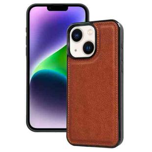 For iPhone 14 Plus Cowhide Texture Back Cover Phone Case(Brown)