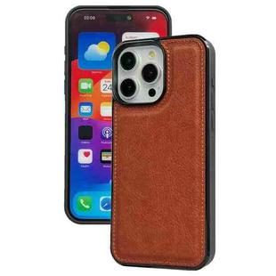 For iPhone 16 Pro Max Cowhide Texture Back Cover Phone Case(Brown)