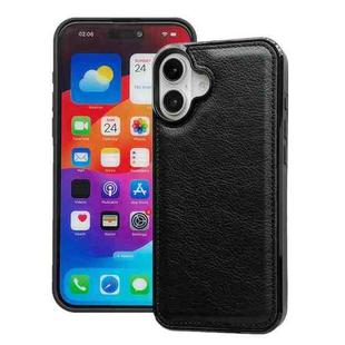 For iPhone 16 Plus Cowhide Texture Back Cover Phone Case(Black)