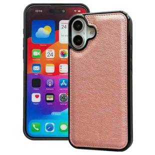 For iPhone 16 Plus Cowhide Texture Back Cover Phone Case(Rose Gold)