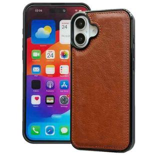 For iPhone 16 Plus Cowhide Texture Back Cover Phone Case(Brown)