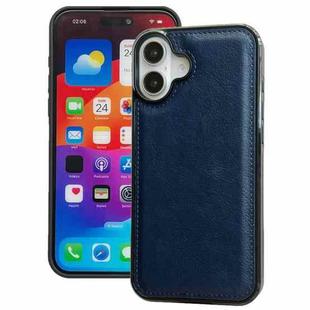 For iPhone 16 Cowhide Texture Back Cover Phone Case(Royal Blue)