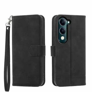 For vivo Y29s 5G / Y04 4G Dierfeng Dream Line TPU Hybrid PU Leather Phone Case(Black)