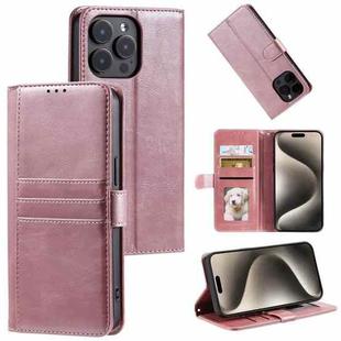 For iPhone 15 Pro Max Simple 6-Card Wallet Leather Phone Case(Rose Gold)