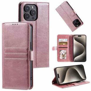 For iPhone 15 Pro Simple 6-Card Wallet Leather Phone Case(Rose Gold)