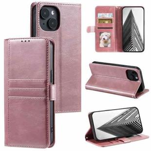 For iPhone 15 Simple 6-Card Wallet Leather Phone Case(Rose Gold)