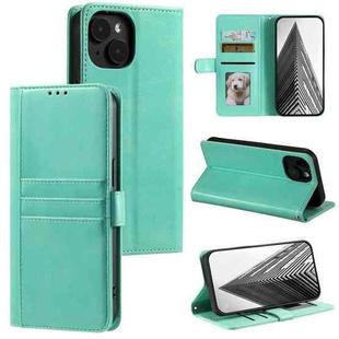 For iPhone 14 Plus Simple 6-Card Wallet Leather Phone Case(Green)