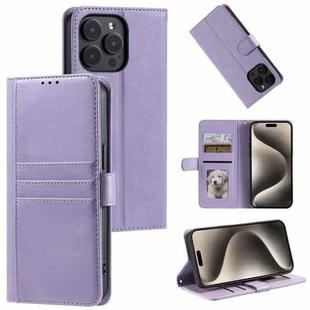 For iPhone 14 Pro Simple 6-Card Wallet Leather Phone Case(Purple)