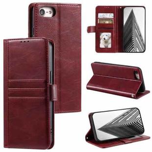 For iPhone 7 / 8 / SE 2022 Simple 6-Card Wallet Leather Phone Case(Wine Red)