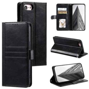 For iPhone 7 / 8 / SE 2022 Simple 6-Card Wallet Leather Phone Case(Black)