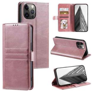 For iPhone 12 Pro Max Simple 6-Card Wallet Leather Phone Case(Rose Gold)