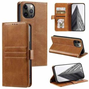 For iPhone 12 Pro Max Simple 6-Card Wallet Leather Phone Case(Brown)