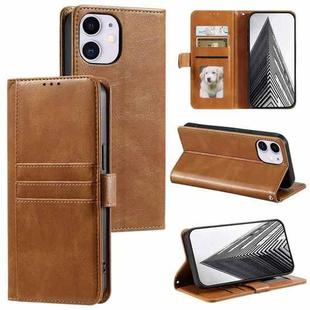 For iPhone 12 mini Simple 6-Card Wallet Leather Phone Case(Brown)