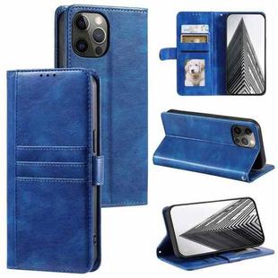 For iPhone 11 Pro Max Simple 6-Card Wallet Leather Phone Case(Blue)