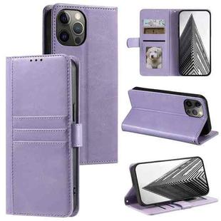 For iPhone 11 Pro Max Simple 6-Card Wallet Leather Phone Case(Purple)