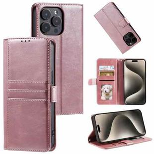 For iPhone 16 Pro Max Simple 6-Card Wallet Leather Phone Case(Rose Gold)