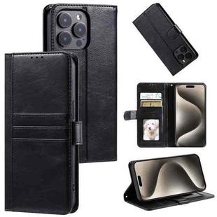 For iPhone 16 Pro Max Simple 6-Card Wallet Leather Phone Case(Black)