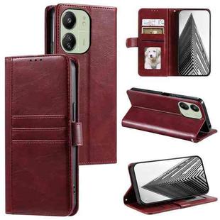 For Xiaomi Poco C65 Simple 6-Card Wallet Leather Phone Case(Wine Red)