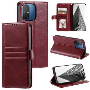 For Xiaomi Poco C55 Simple 6-Card Wallet Leather Phone Case(Wine Red)