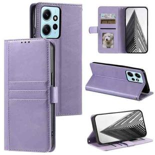 For Xiaomi Redmi Note 12 4G Simple 6-Card Wallet Leather Phone Case(Purple)