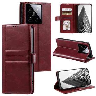 For Xiaomi 14 Simple 6-Card Wallet Leather Phone Case(Wine Red)