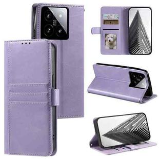 For Xiaomi 14 Simple 6-Card Wallet Leather Phone Case(Purple)