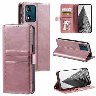 For Motorola Moto E13 Simple 6-Card Wallet Leather Phone Case(Rose Gold)