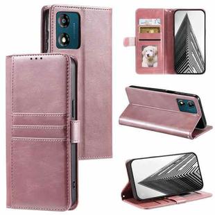 For Motorola Moto E14 Simple 6-Card Wallet Leather Phone Case(Rose Gold)