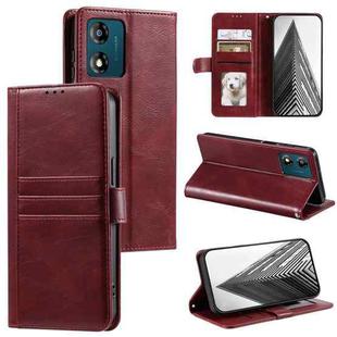 For Motorola Moto E14 Simple 6-Card Wallet Leather Phone Case(Wine Red)