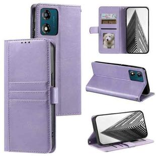 For Motorola Moto E14 Simple 6-Card Wallet Leather Phone Case(Purple)