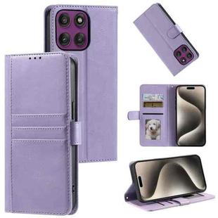 For Motorola Edge 60 Pro Simple 6-Card Wallet Leather Phone Case(Purple)