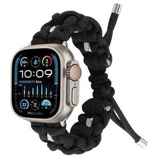 For Apple Watch Ultra 2 49mm Screw Nut Braided Paracord Watch Band(Black)