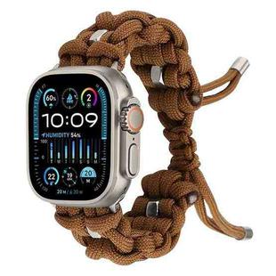 For Apple Watch Ultra 2 49mm Screw Nut Braided Paracord Watch Band(Coffee)