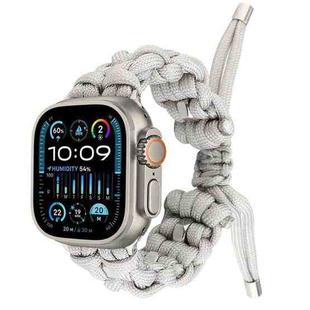 For Apple Watch Ultra 2 49mm Screw Nut Braided Paracord Watch Band(White)