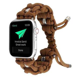 For Apple Watch Series 9 41mm Screw Nut Braided Paracord Watch Band(Coffee)