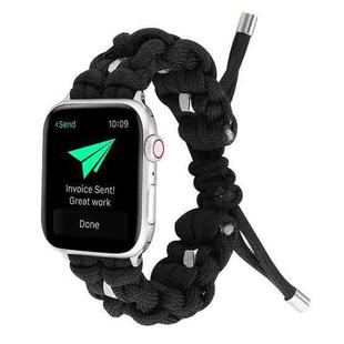 For Apple Watch Series 8 41mm Screw Nut Braided Paracord Watch Band(Black)