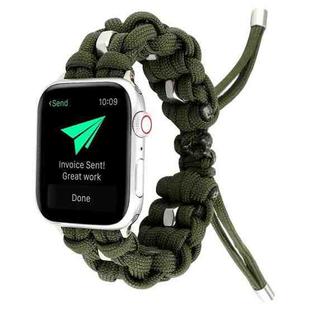 For Apple Watch SE 44mm Screw Nut Braided Paracord Watch Band(Green)