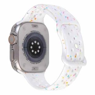 For Apple Watch SE 2023 44mm Jelly Color Dots Liquid Silicone Watch Band(White)