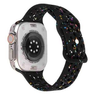 For Apple Watch SE 2023 44mm Jelly Color Dots Liquid Silicone Watch Band(Black)