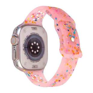 For Apple Watch Series 3 42mm Jelly Color Dots Liquid Silicone Watch Band(Pink)