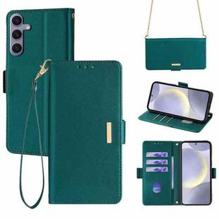 For Samsung Galaxy S24 5G Crossbody Chain Leather Phone Case(Green)