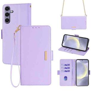 For Samsung Galaxy S24 5G Crossbody Chain Leather Phone Case(Purple)
