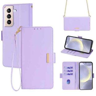 For Samsung Galaxy S22 5G Crossbody Chain Leather Phone Case(Purple)
