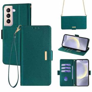 For Samsung Galaxy S22+ 5G Crossbody Chain Leather Phone Case(Green)